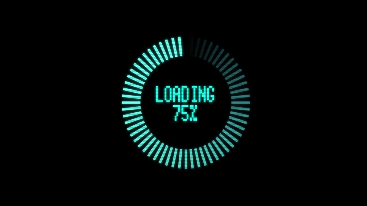 Loading circle icon on black background