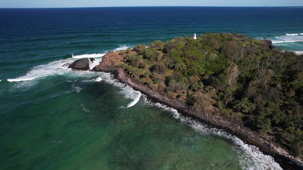 Prominent Volcanic Fingal Headland In The Northern Rivers Region Of New South Wales, Australia. Aerial Drone Shot