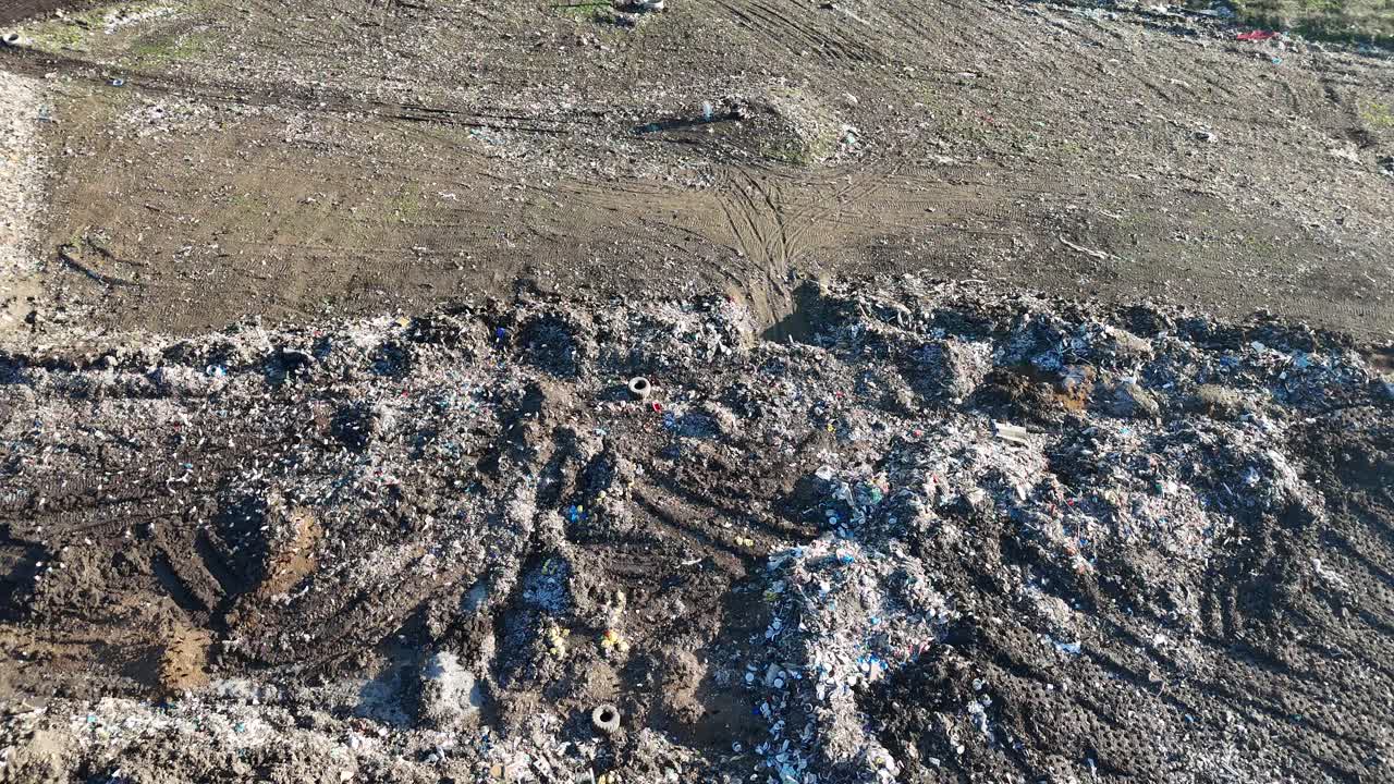 Seagulls on Landfill site Veolia, Rainham Essex UK drone,aerial
