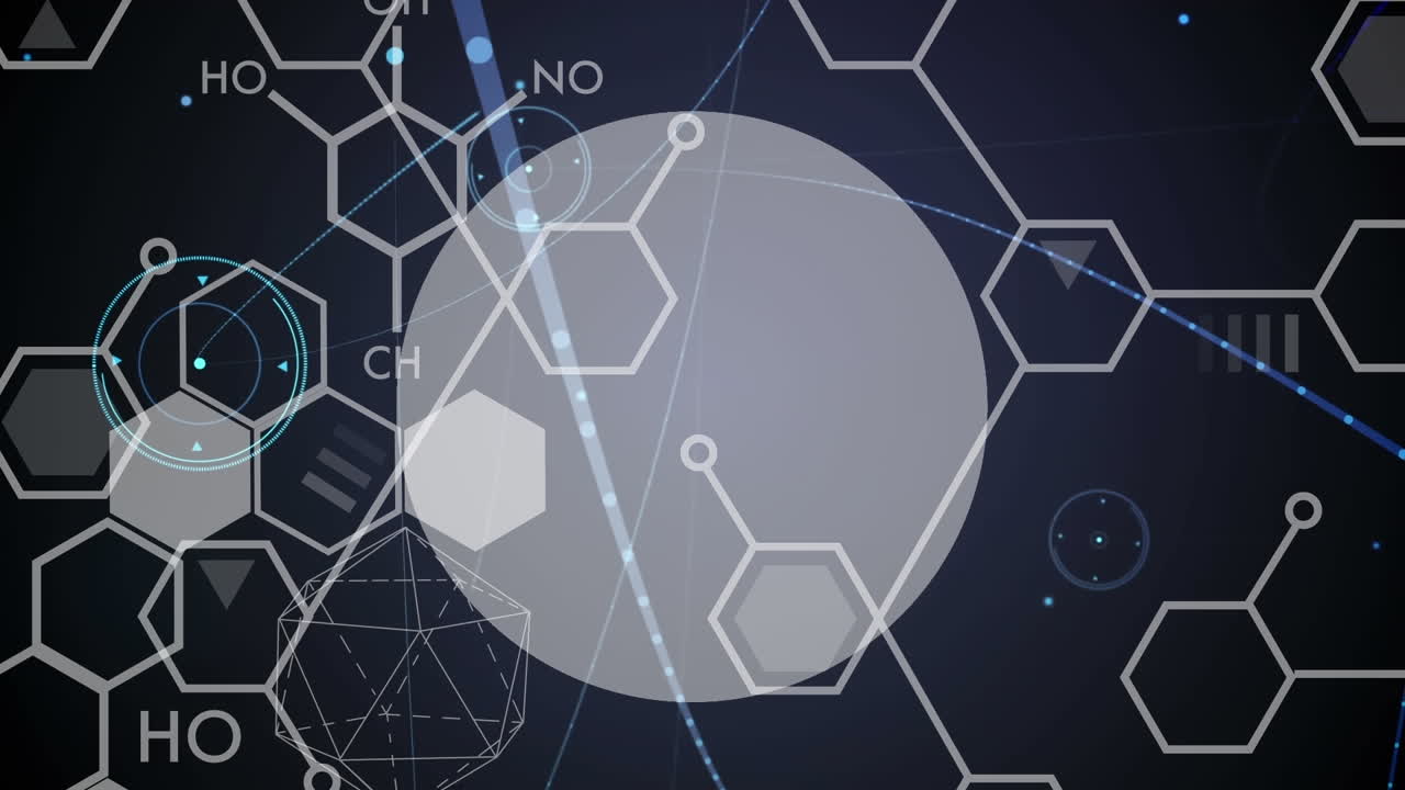 어두운 배경 위에 과학 데이터 처리의 애니메이션