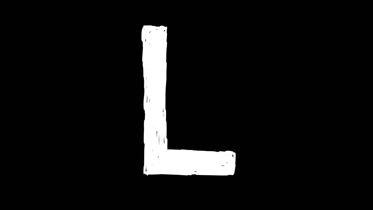 Lettera L Bianca Disegnata a Mano su Sfondo Nero