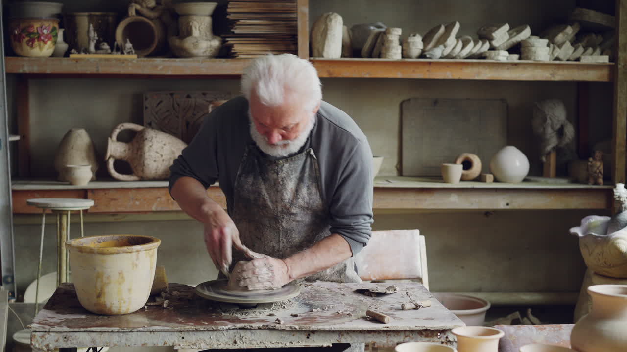 Senior Potter Working in a Workshop