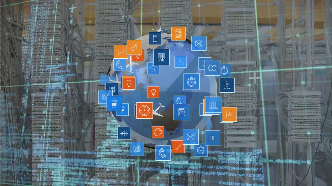 iconos de globos y aplicaciones digitales