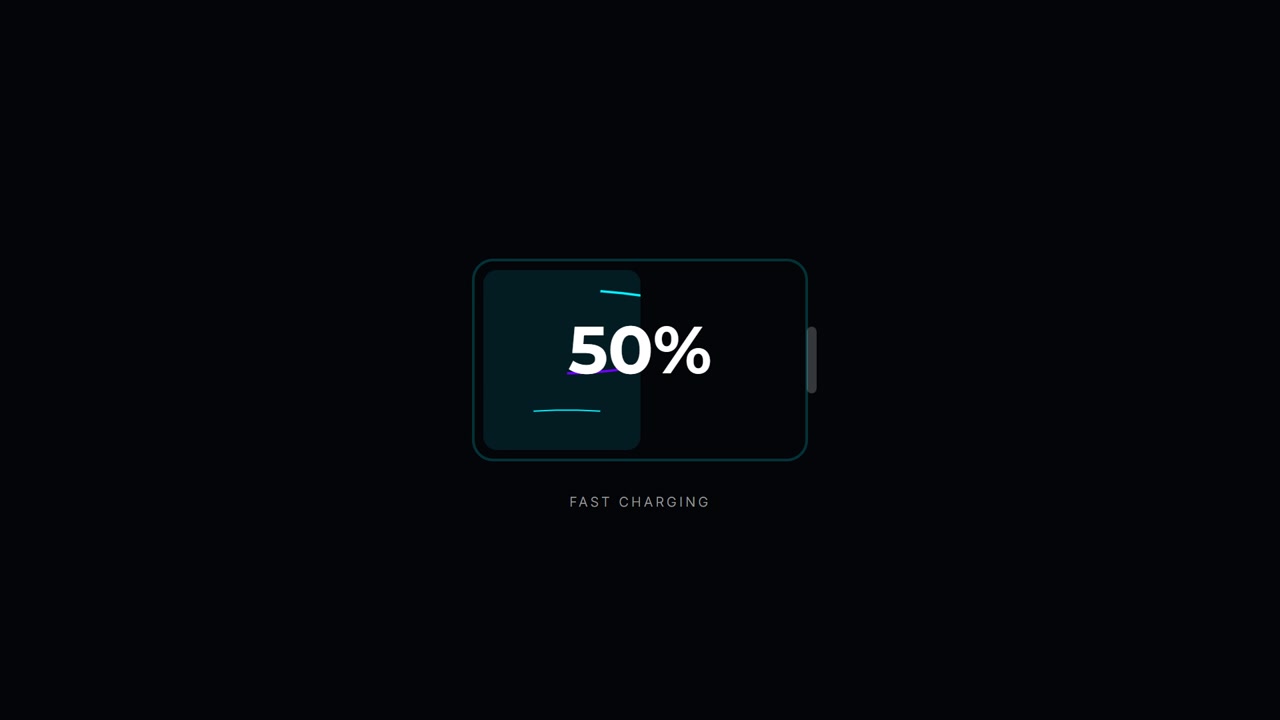 Digital Battery Fast Charging Percentage Animation