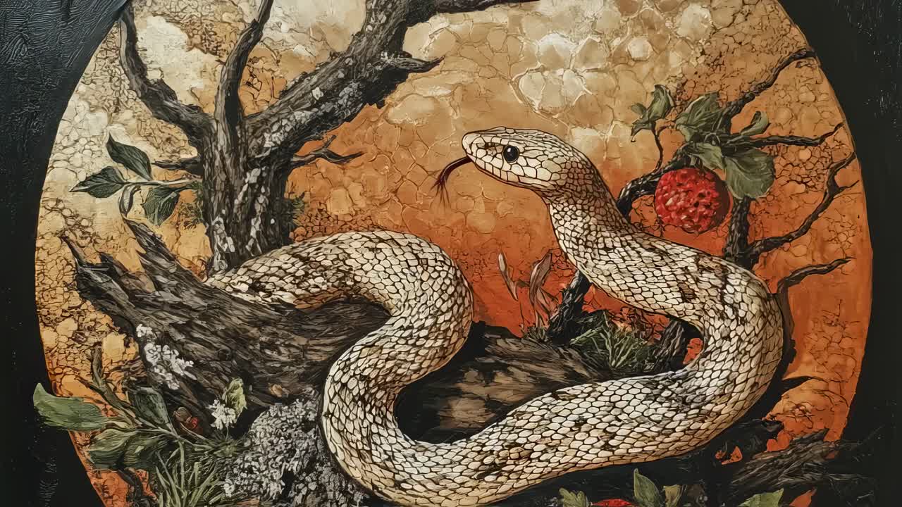 Snake in a Forest Setting Painting