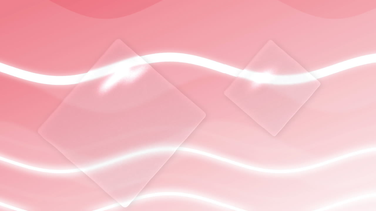 부드러운 분홍색과  ⁇ 색에 파동선 위에 투명한 사각형의 애니메이션