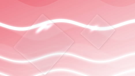 animation of transparent squares over wavy lines on soft pink and white