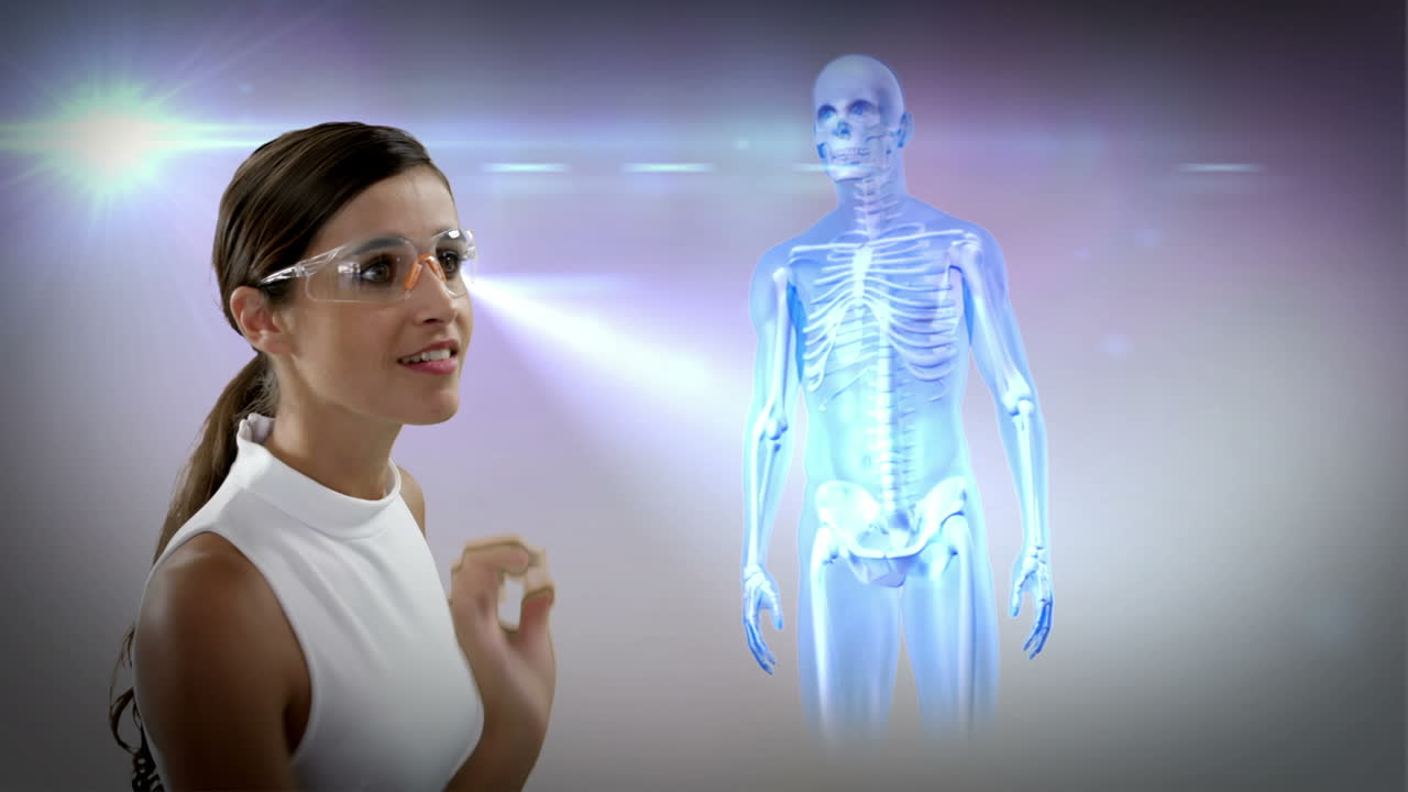 mujer de negocios con gafas futuristas