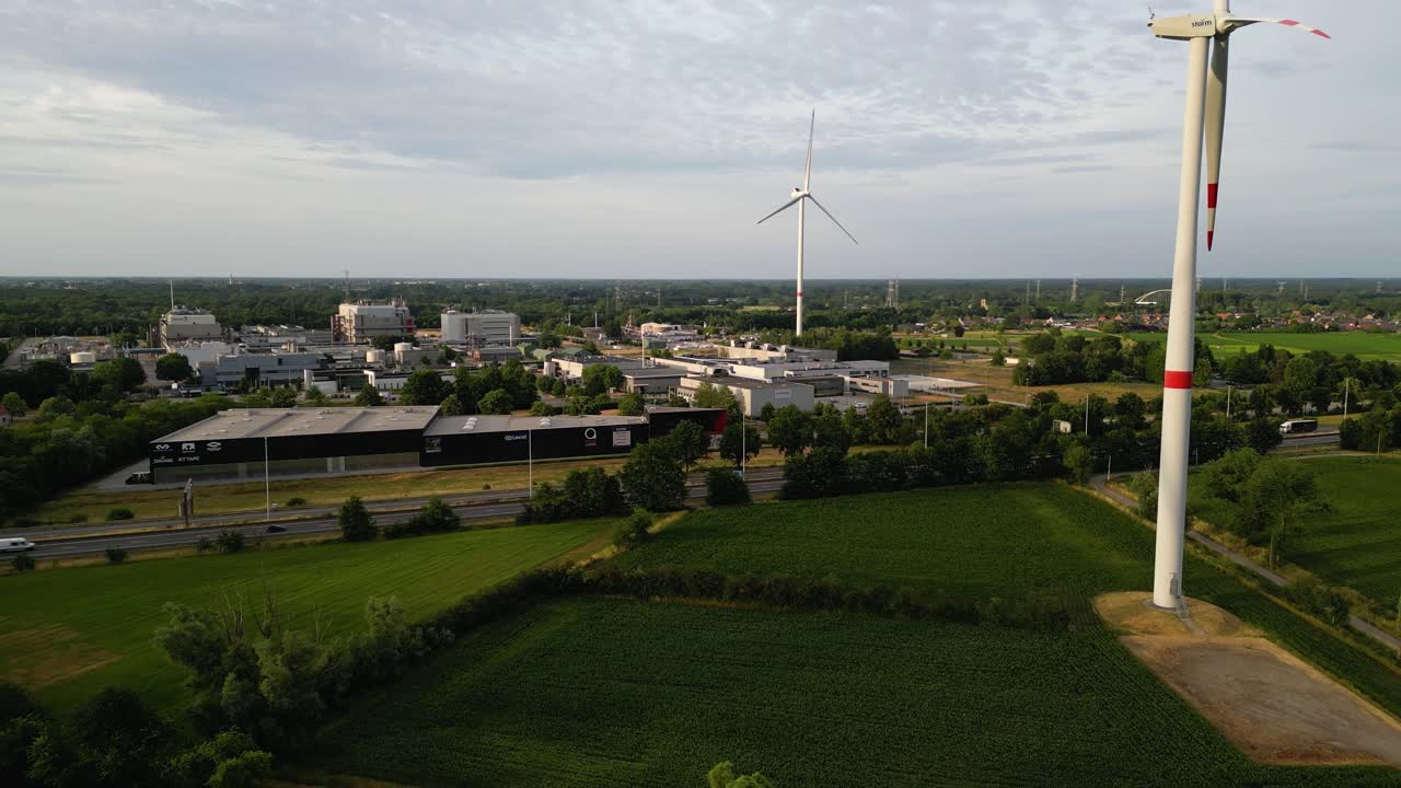 에스테포나 (스페인) 의 산업 지역 과 풍력 터빈, 항공 사진