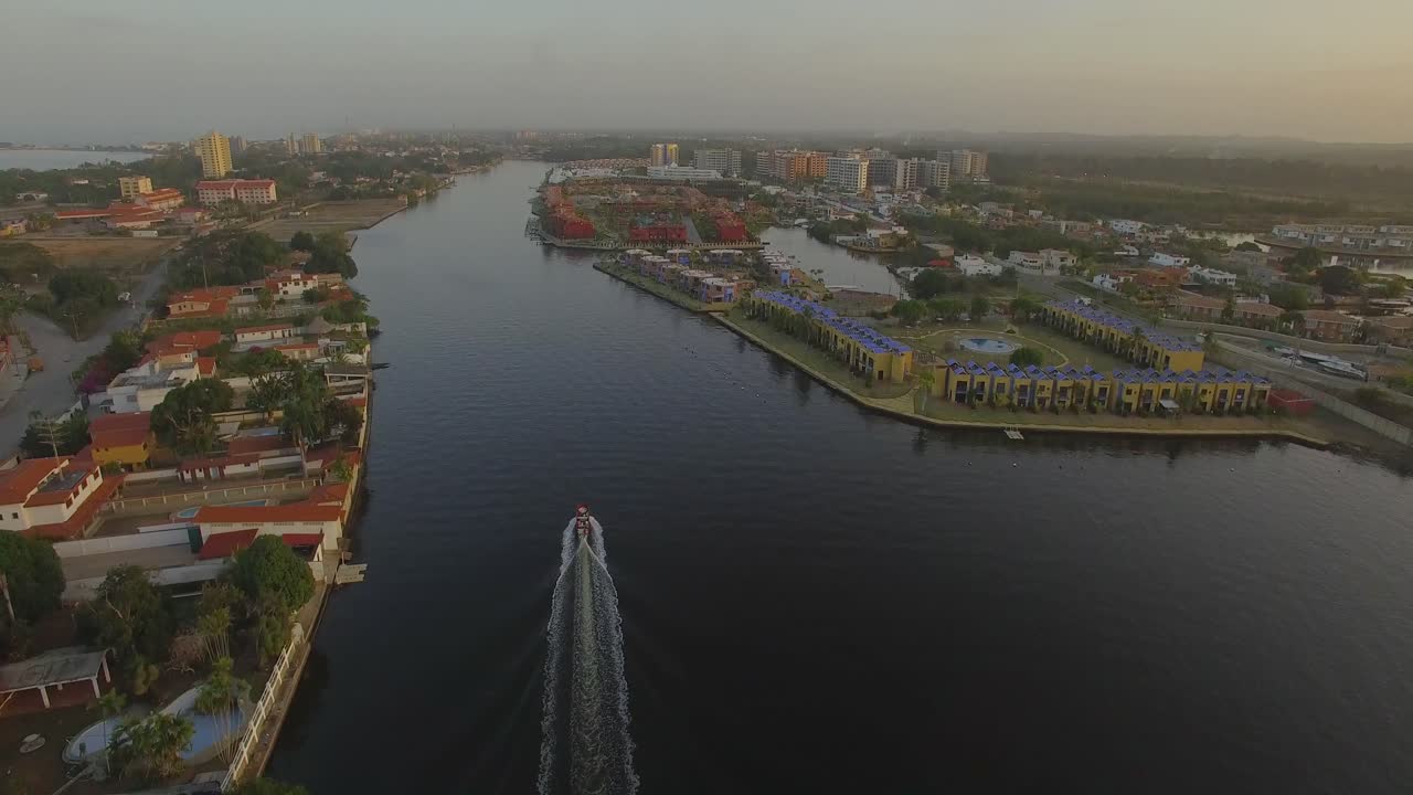 From the top view of a fishing boat cruising the Higuerote canals in Venezuela