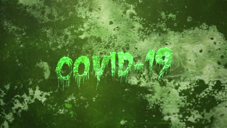 texto de primer plano animado covid19 y fondo de terror místico con sangre oscura y cámara de movimiento