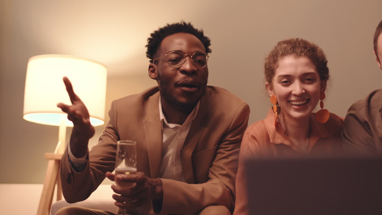 Group of Friends Celebrating Together by Video Conference