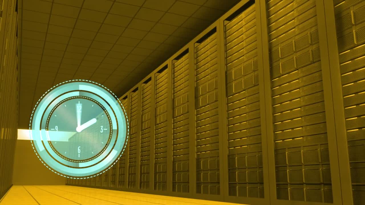 Animation of clock over server room