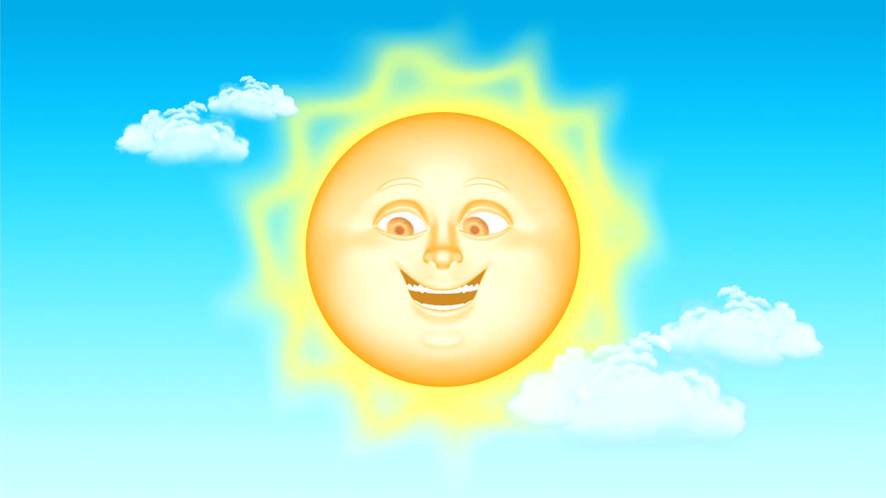 el sol de dibujos animados en 3d, 4k, bucle sin costuras, canal alfa.