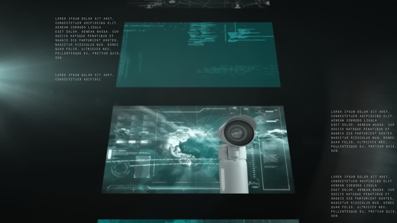 animación del procesamiento de datos sobre un fondo negro
