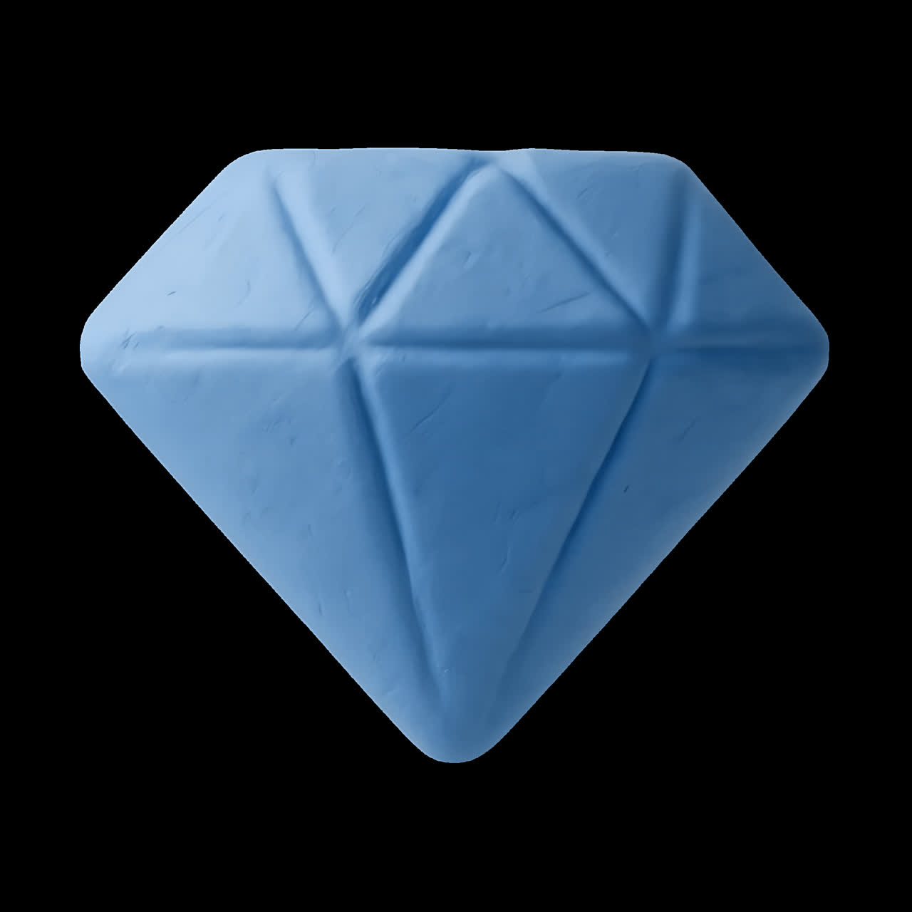 Blue diamond-shaped 3D object animation isolated asset, transparent 4K video, alpha channel, ProRes