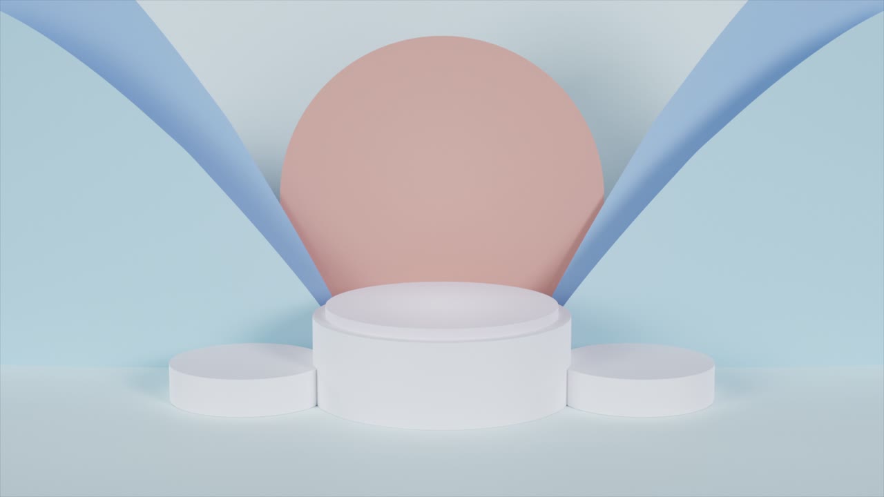 rendering 3d de bucle sin costuras sol y nubes mínimo modelo de podio vitrina de producto fondo de la etapa de ilustración 3d.