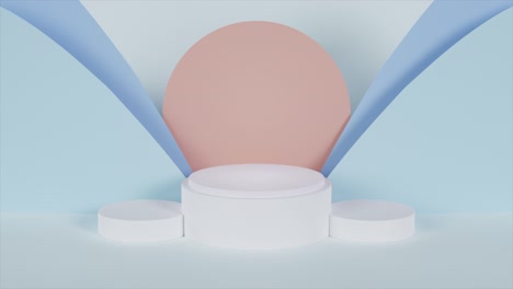 rendering 3d de bucle sin costuras sol y nubes mínimo modelo de podio vitrina de producto fondo de la etapa de ilustración 3d.