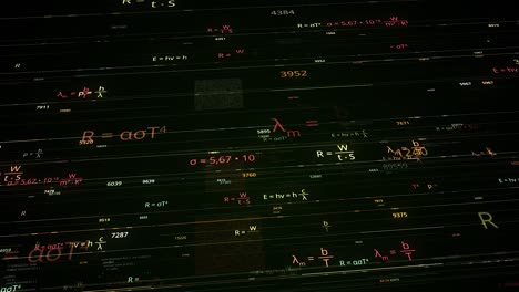 complex equations and formulas on digital display