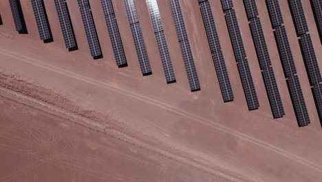 aerial view of a large solar farm in the desert