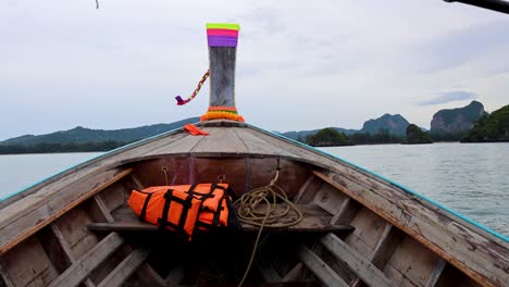 landschaftlich reizvolle bootsfahrt mit sichtbaren rettungswesten