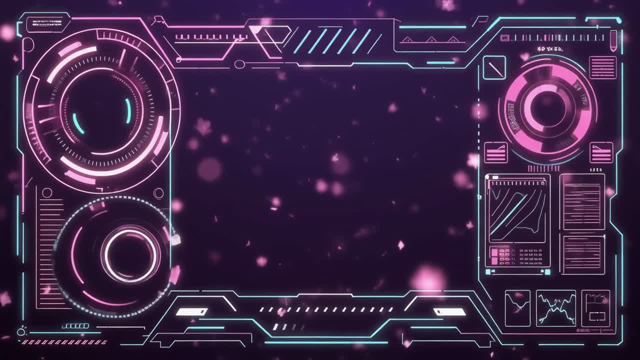 Animated Futuristic HUD Display with Glowing Neon Elements