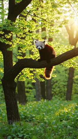 red panda in a tree