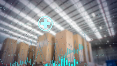 animation of financial data processing over warehouse