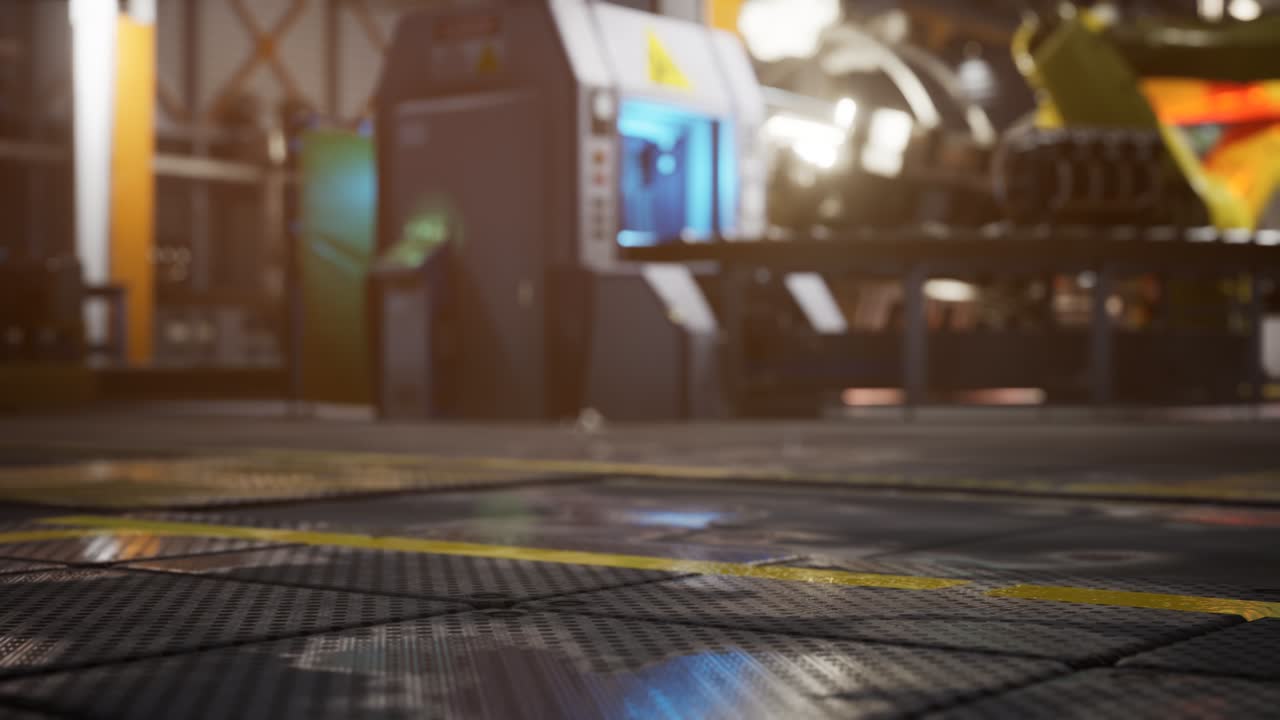 생산 라인 을 가진 자동차 공장 의 내부