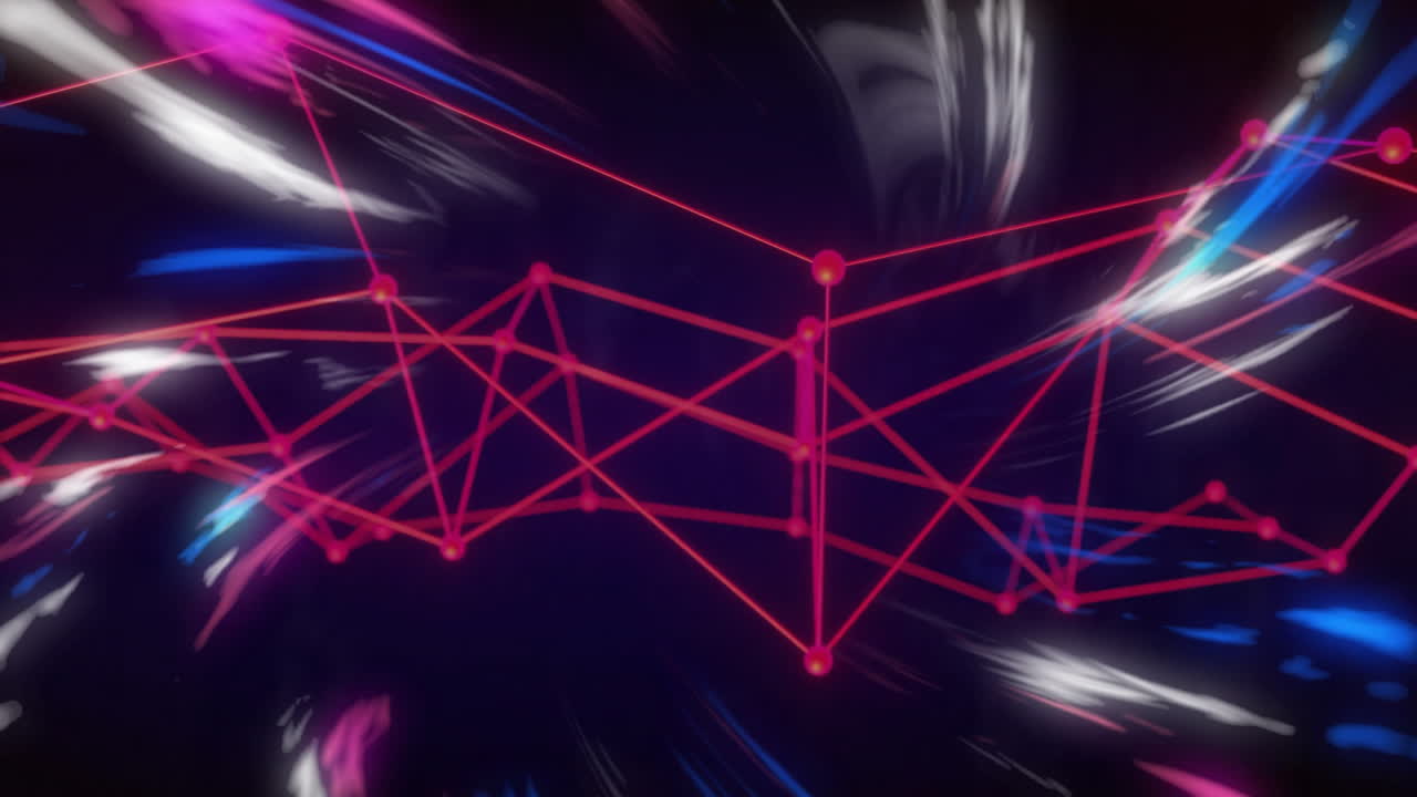 animación de red geométrica sobre un fondo abstracto dinámico y colorido