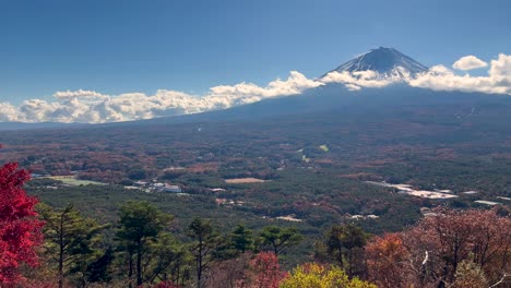 stunning slow motion pan across mt. fuji with fall colors