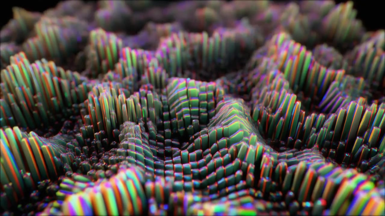 Abstract 3D Wave Motion of Colorful Geometric Pillars