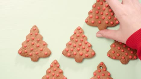 traditional home made gingerbread cookies as food gifts on blue background