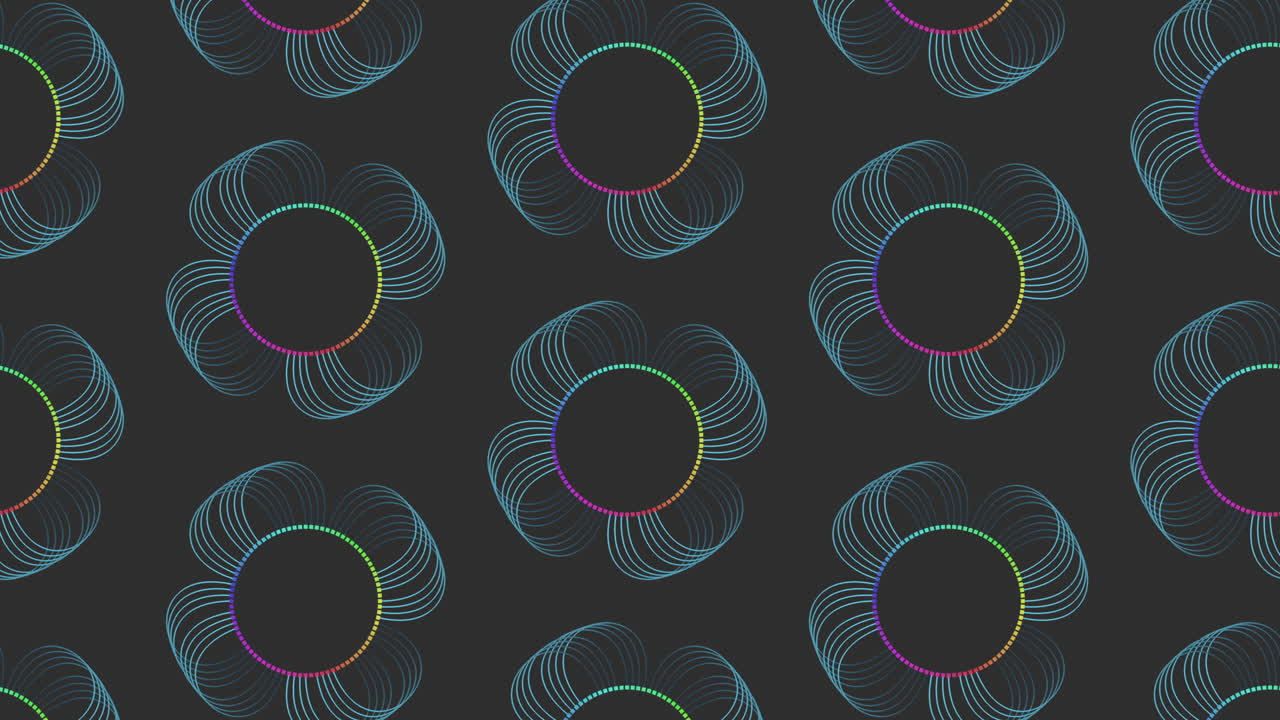 파란색과 보라색 원으로 된 단색 원형 패턴