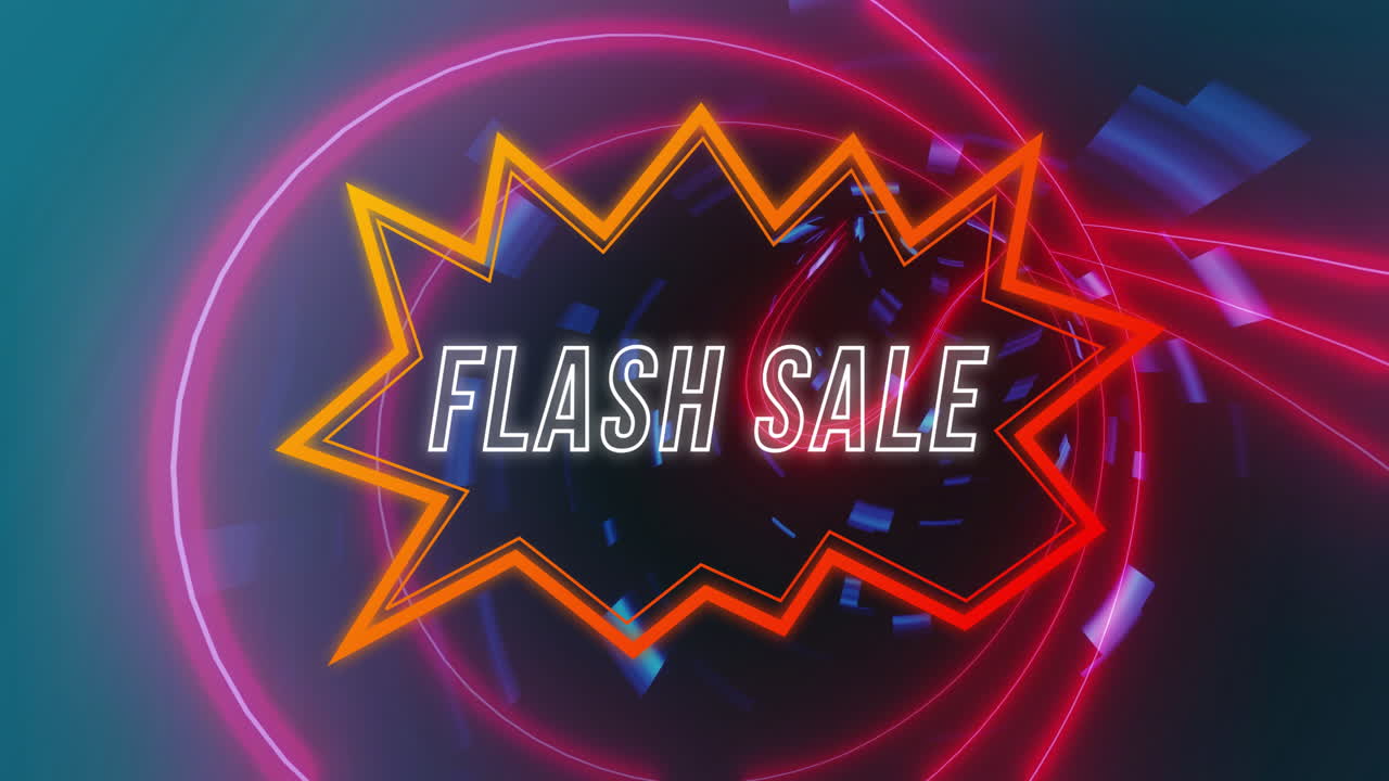 animación de venta flash en la explosión sobre el túnel de luces