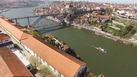 aerial panoramic view of porto cityscape showing the ribeira waterfront , portugal