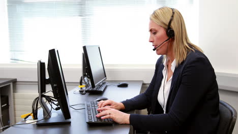 call center agent working at desk