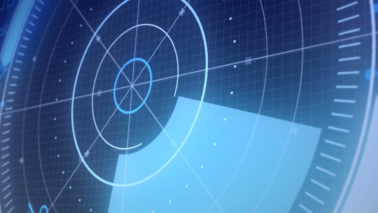 animación de escaneos de alcance y elementos del procesador sobre la cuadrícula