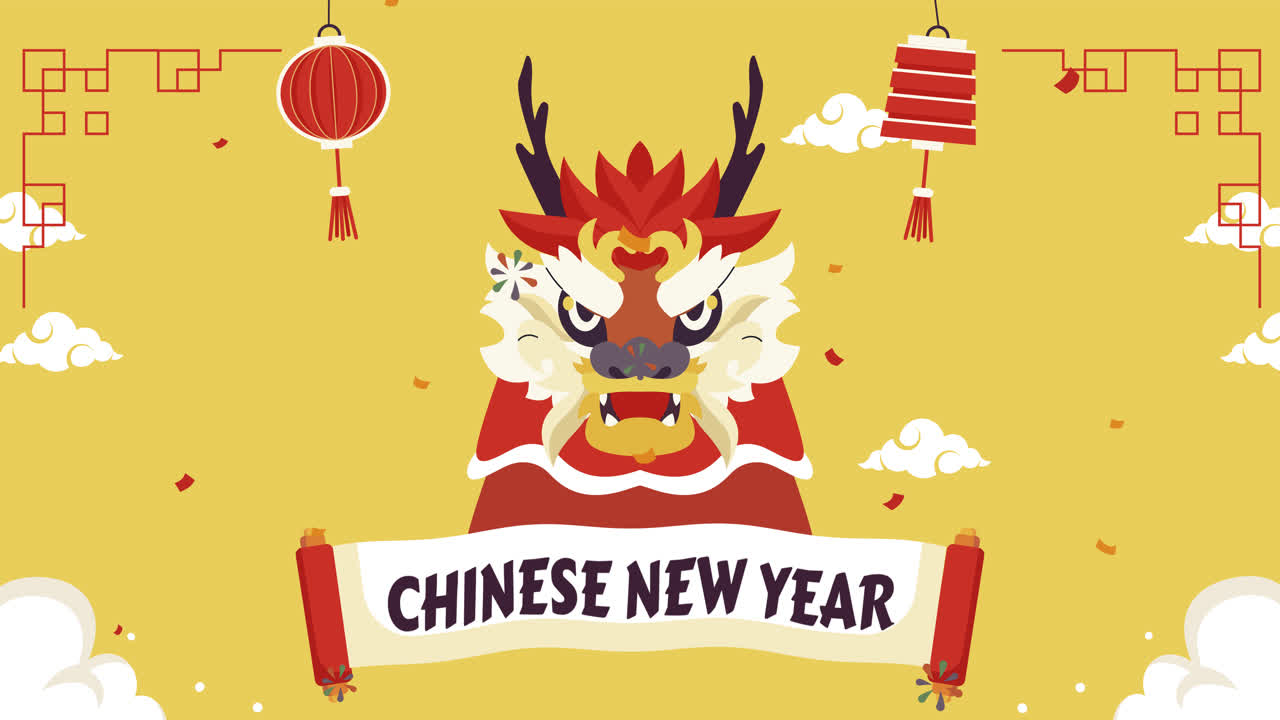 ilustración del dragón del año nuevo chino