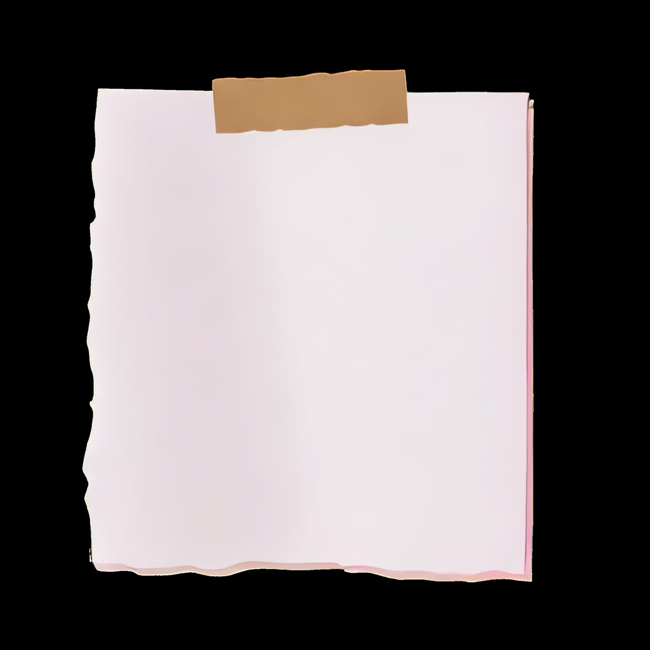 Minimalist torn paper note animation isolated asset, transparent 4K video, alpha channel, ProRes