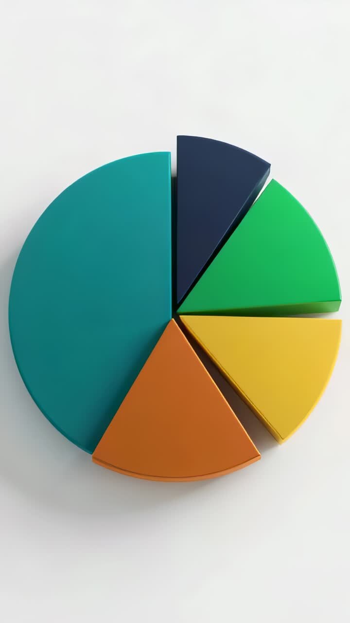 Vertical video: Playback starting rotating disc moving clockwise on white table showing six wedges