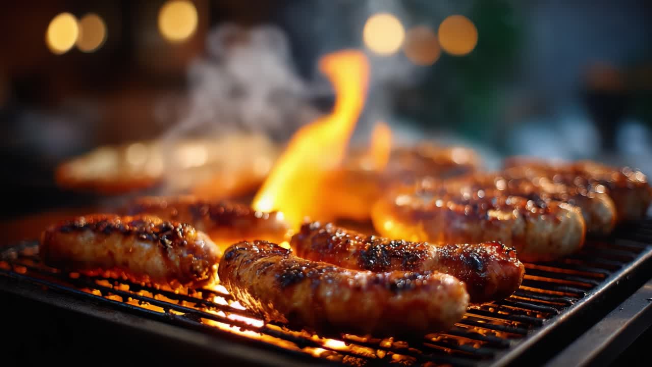 Herkullisesti grillatut makkarat tirisemässä hiilten yllä: Täydellinen kesäinen grillijuhla ruoan ystäville