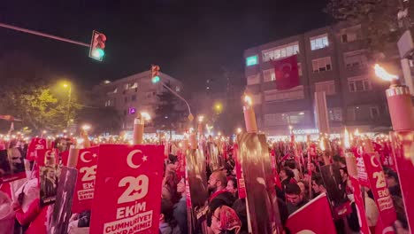 october 29 republic day was celebrated with a crowd in bagdat street, kadıköy, istanbul, turkey