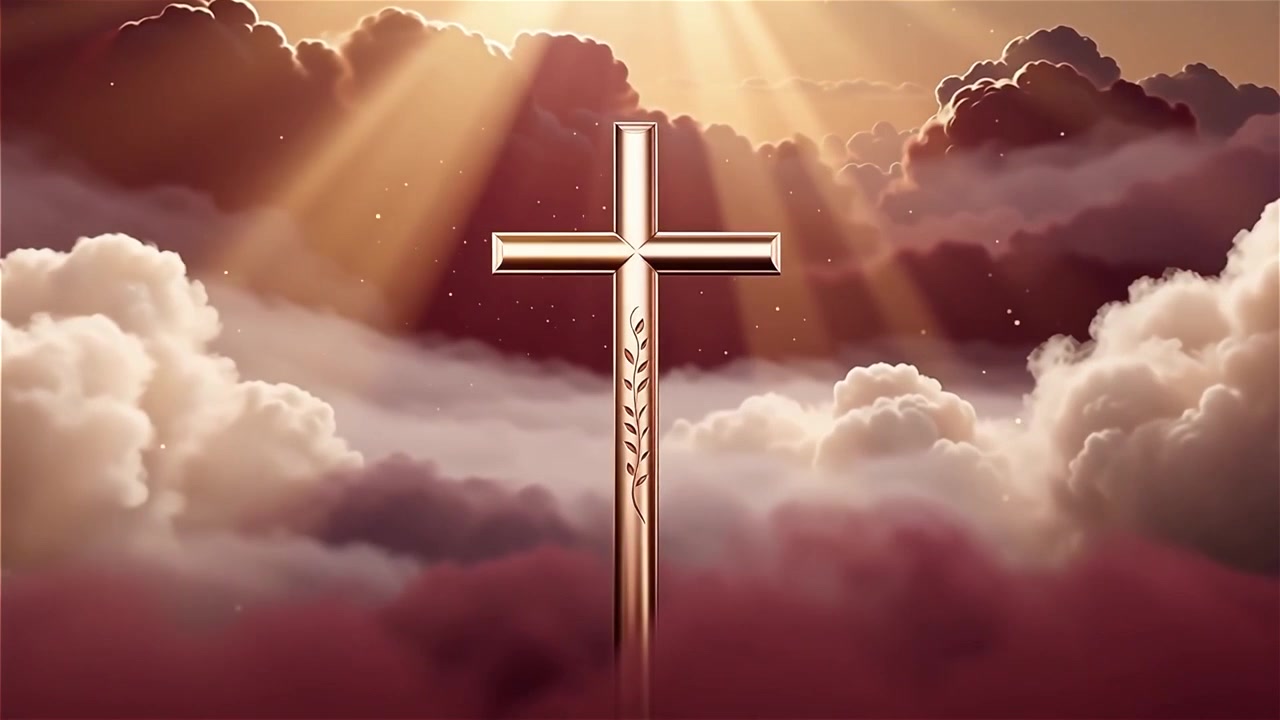 Croce Cristiana Luce Celestiale Sfondo per il Culto.