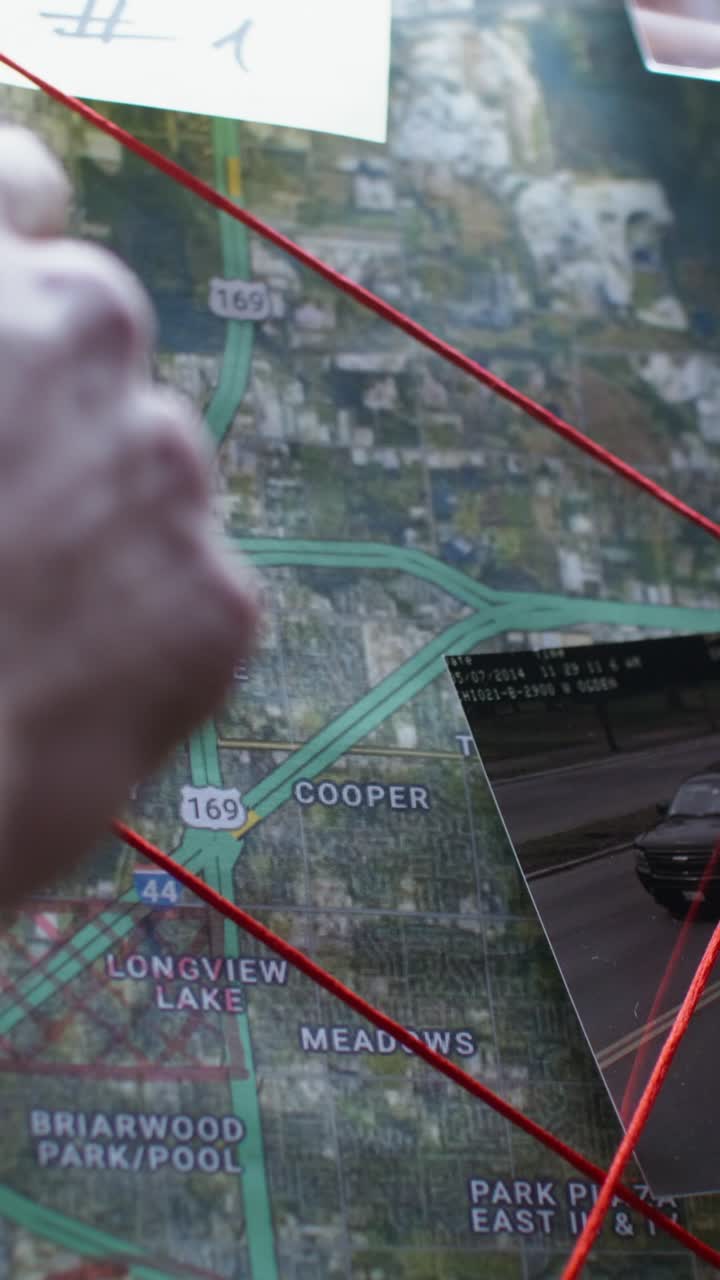 Analyzing a Map with Red Strings and a Hand