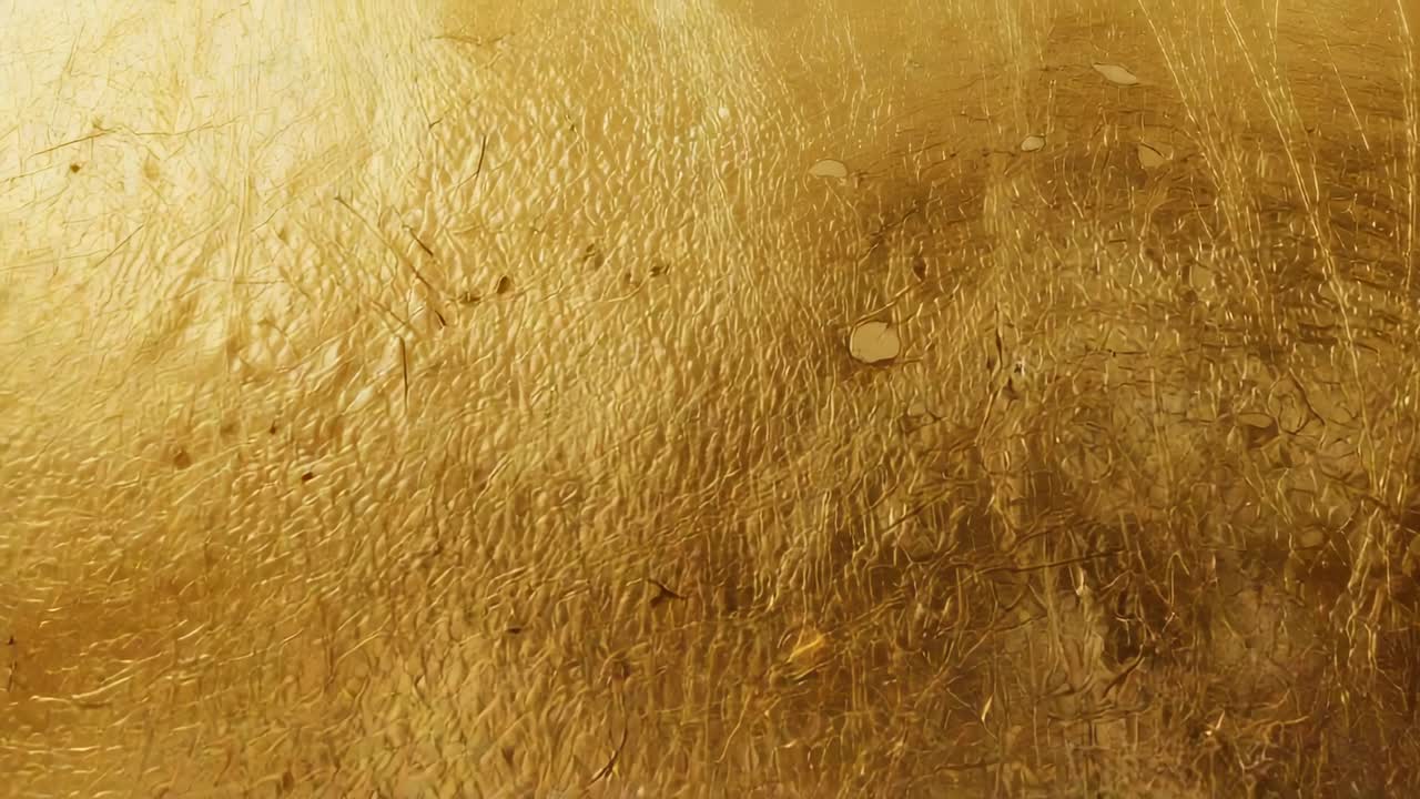 Shifting sunlight dancing across golden surface outdoors, revealing small leaves and slender twigs