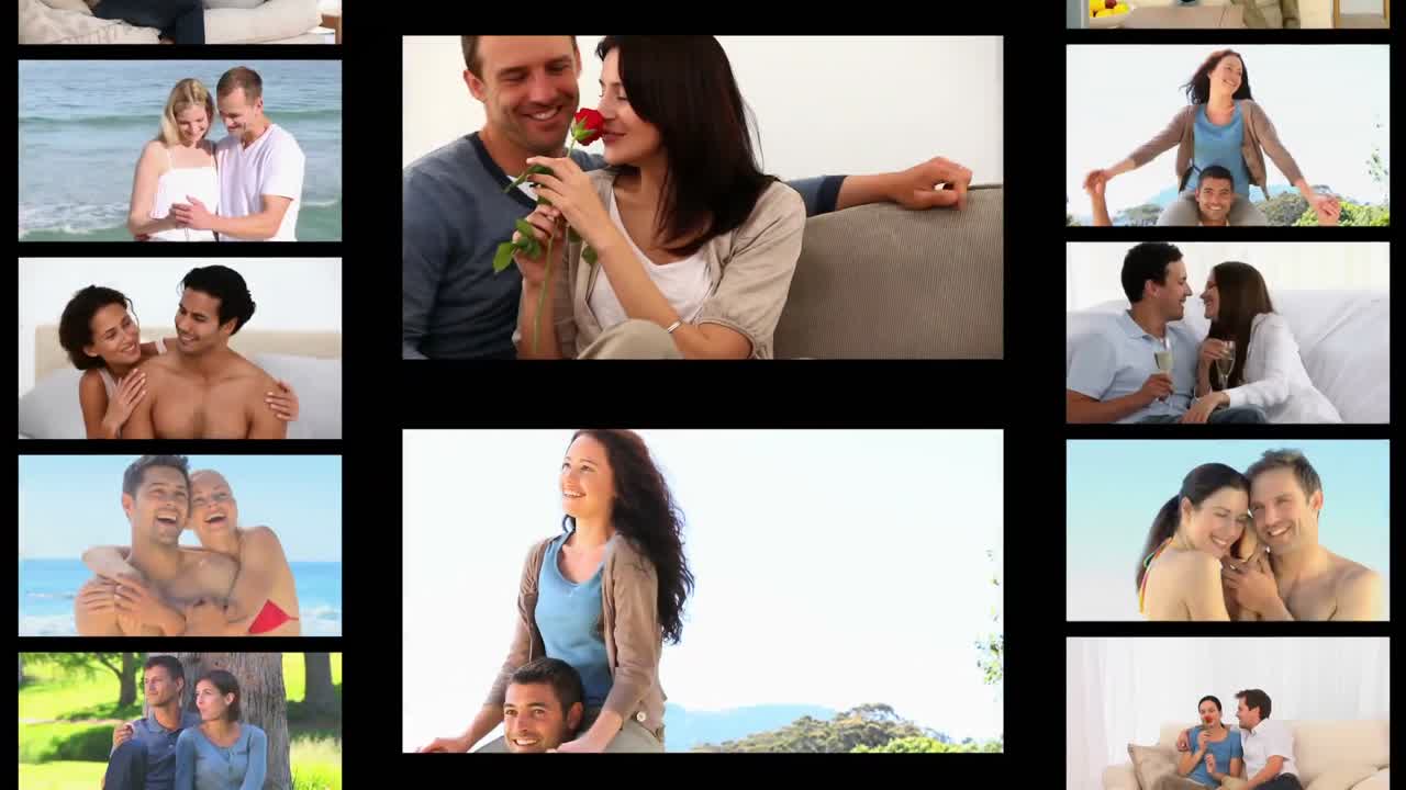 montaje de momentos románticos
