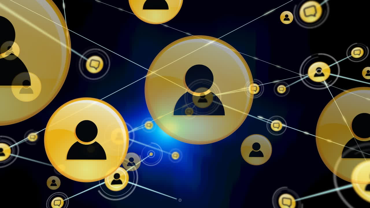 Animation of network of connections on black background