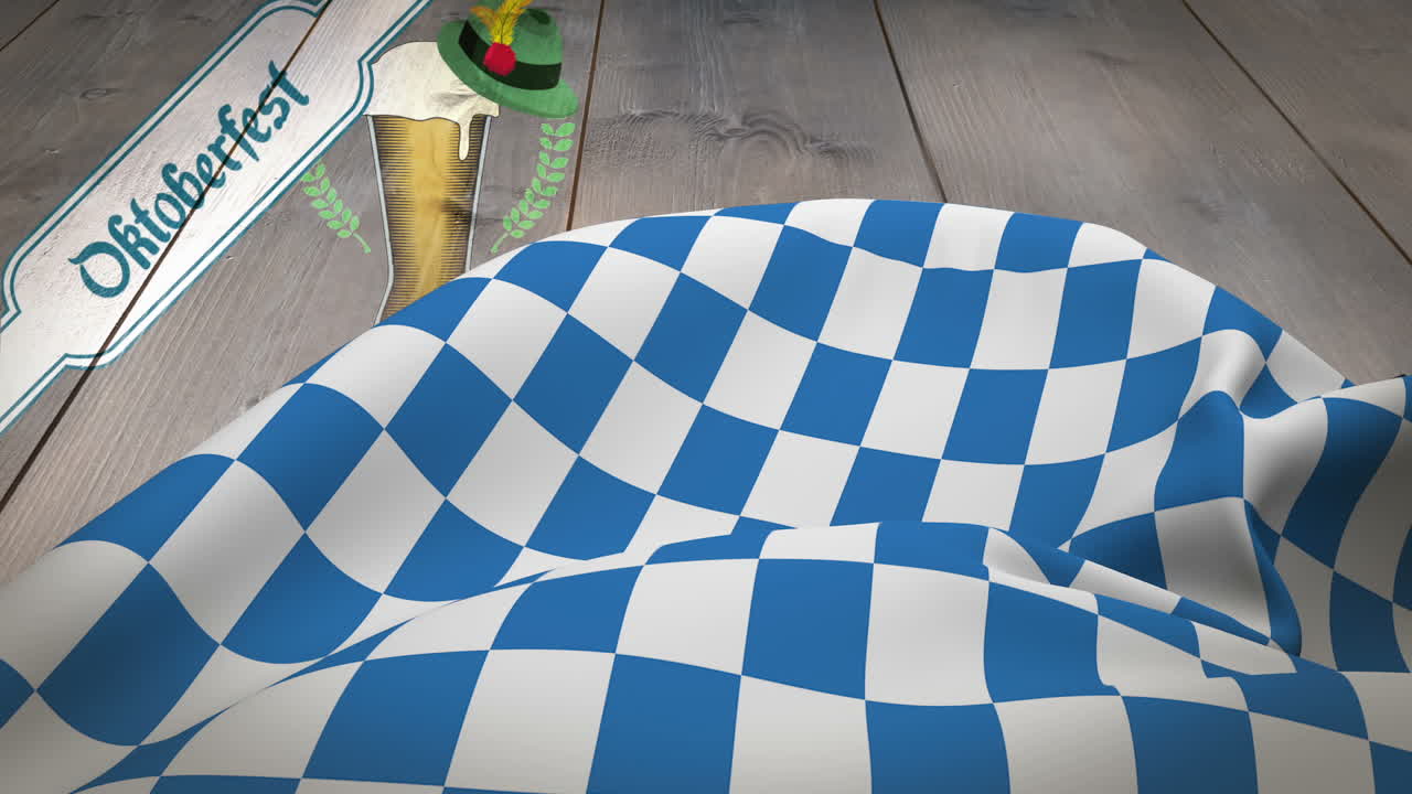 나무판에 있는 맥주 잔과 모자를 디지털로 생성했습니다.