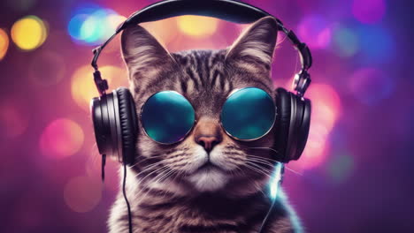 ai cats wearing headphones and sunglasses and vr headsets